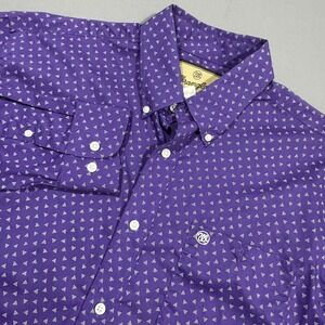 Wrangler Button Down Shirt Geometric Triangle Print Purple Cowboy Men's Large